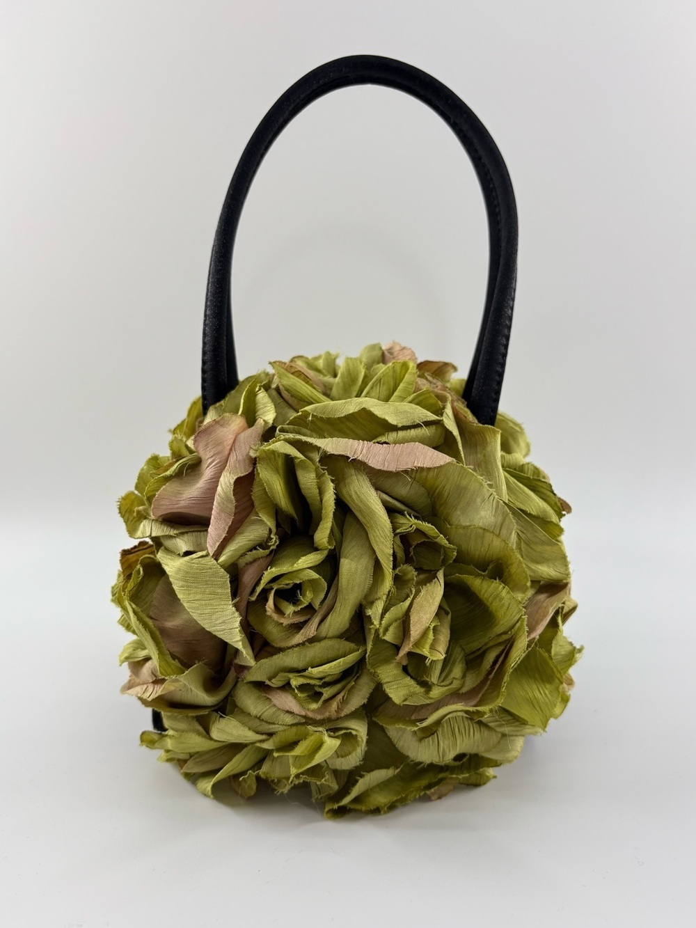 Lauren Scherr Floral Rosette Green Handbag Garden 3D Novelty Mini Purse Vintage - Picture 2 of 10